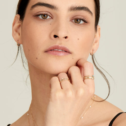 14kt Gold Stargazer Natural Diamond Stardust Ring